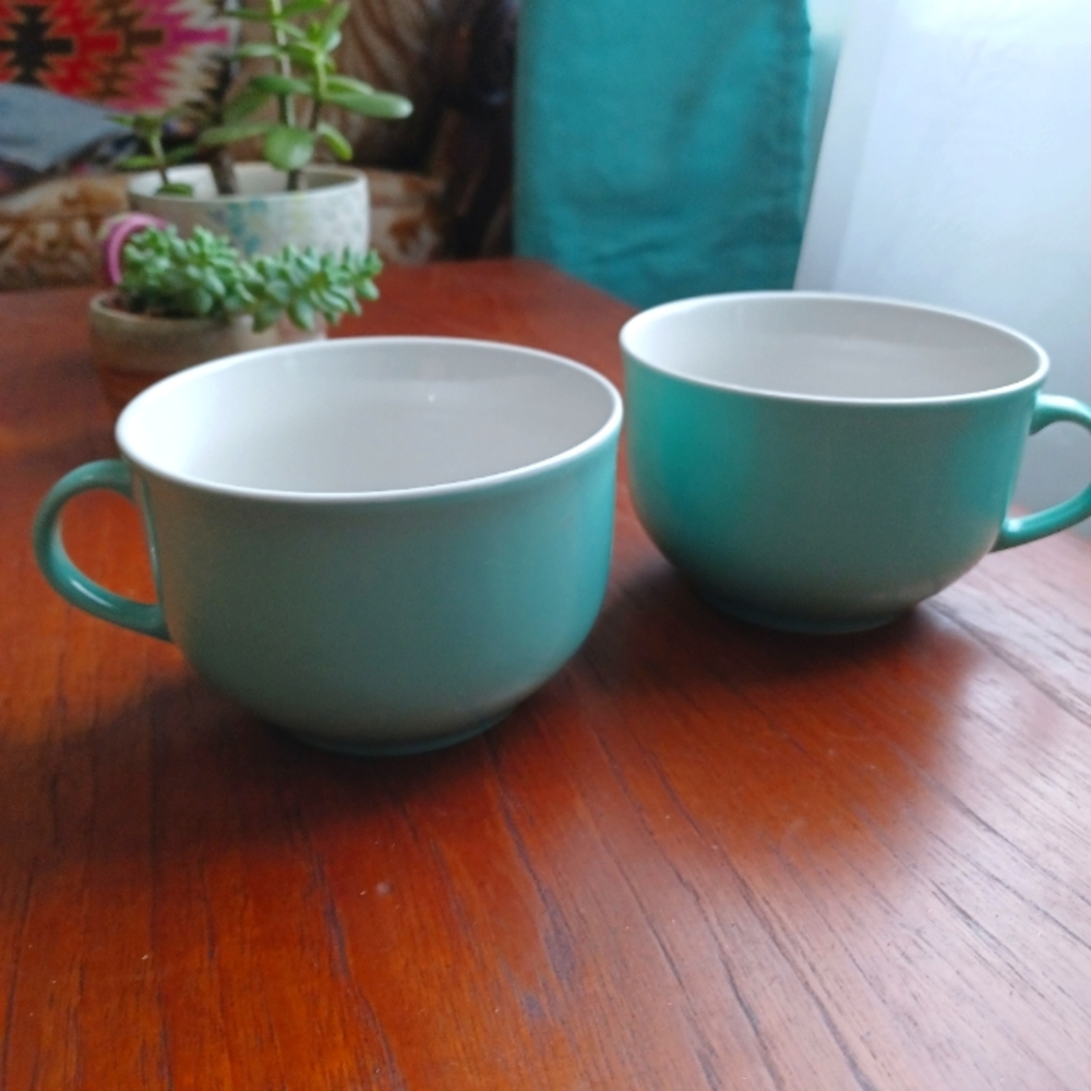 Pair of Large Saturnia Mugs - Aqua - Ceramic